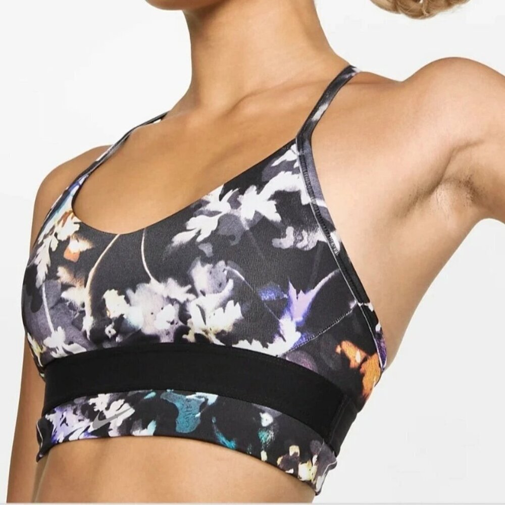 Nike Indy Floral T-Back Light Support Dri-Fit Sports Bra Size Small